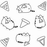Pusheen Coloring Pages Cat Pizza sketch template