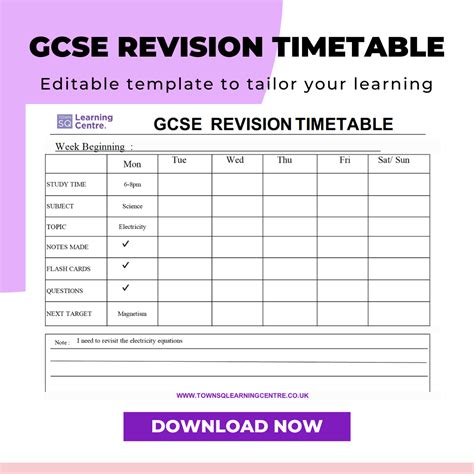 gcse revision template town sq learning centre
