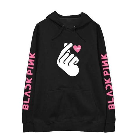 kpop blackpink black pink album hoodie casual loose hooded clothes pullover printed long sleeve