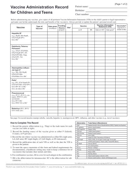 33 Immunization Record Page 3 Free To Edit Download And Print Cocodoc