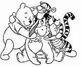 Pooh Winnie Coloring Pages Bear Hug Fall Friends Hugging Disney Printable Color Rabbit Baby Cute Kids Pdf Print Colouring Sheets sketch template