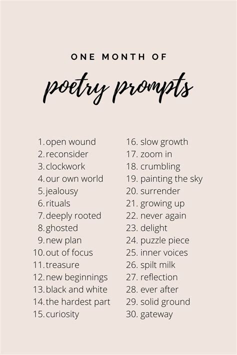 month  poetry writing prompts writing prompts poetry writing