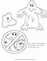 Coloring Germs Pages Germ Kids Bacteria Sick Spreading Printable School Print Colouring Worksheets Color Clipart Activities Preschool Drawing Health Stop sketch template