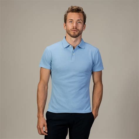 sky blue polo shirt tailor store