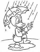 Coloring Rain Pages Umbrella Duck Kids sketch template