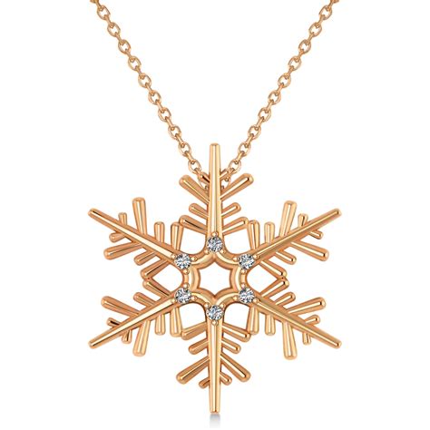 diamond snowflake pendant necklace  rose gold ct ad