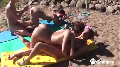 4 teens at a nude beach try lesbian sex xnxx