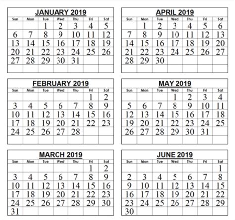month printable calendar