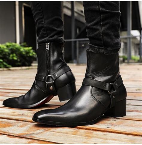 handmade mens black leather ankle boots men ankle rebelsmarket