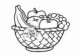 Fruit Basket Coloring Drawing Bowl Pages Kids Sketch Fruits Vegetables Easy Clipart Print Colouring Color Food Drawings Pencil Apple Wuppsy sketch template