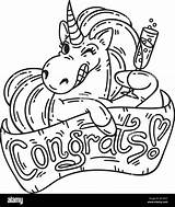Congratulations Unicorn Greeting sketch template