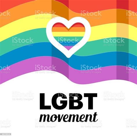 lgbt movement rainbow flag with freedom love heart flat vector