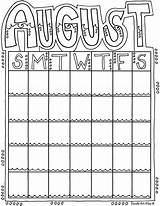 August Printable Doodle Calendar Calendars Coloring Pages Alley Monthly Classroom Doodles Kids Month Printables Calender Print Months Cute Preschool Colouring sketch template