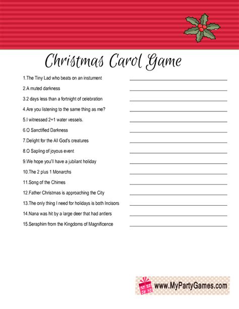 printable christmas carol game
