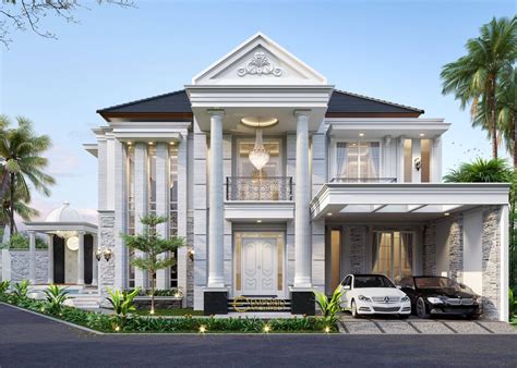 white villa home  presidential style inspiration desain rumah eksterior arsitektur