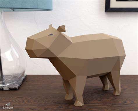 papercraft capybara lowpoly animal sculpture  paper craft etsy
