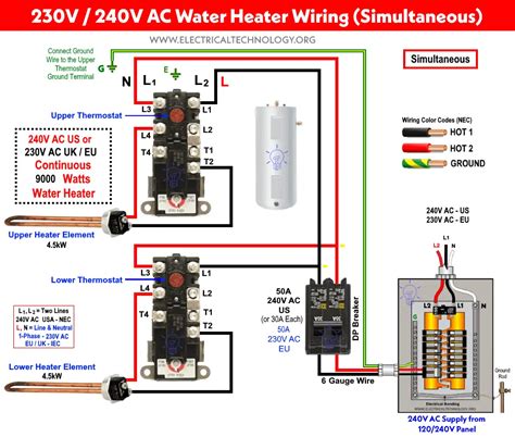 wire   simultaneous water heater thermostat