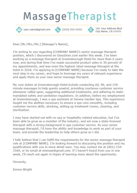 massage therapist cover letter example and writing tips