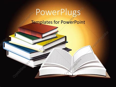 powerpoint template opened book  front  pile   colored books