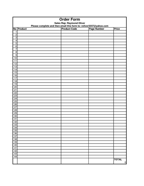 blank order form printable charlotte clergy coalition