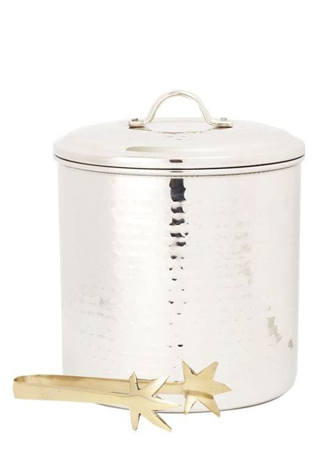 3 qt stainless steel ice bucket with liner and tongs ice