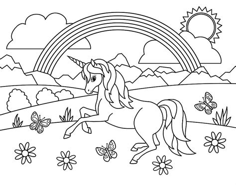 kids rainbow unicorn coloring page painting  crista forest fine art