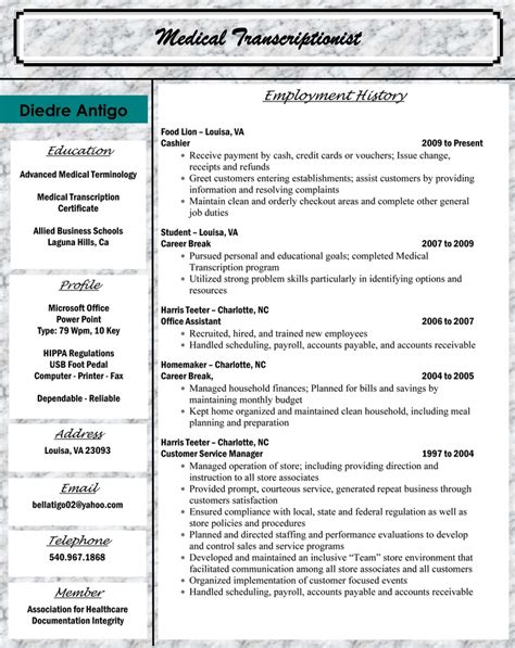 medical billing  coding resume sample sample resumes