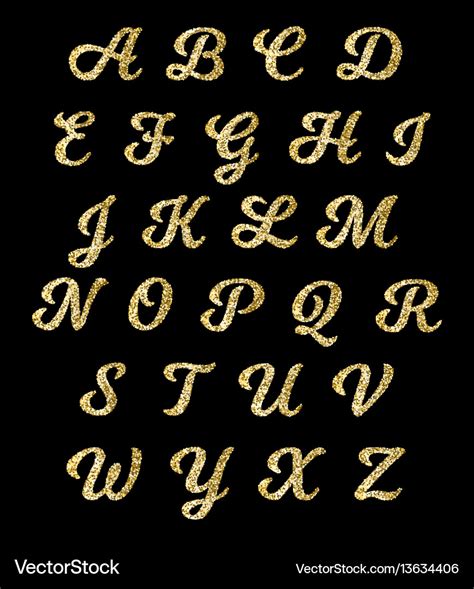 golden glitter alphabet gold font letters vector image