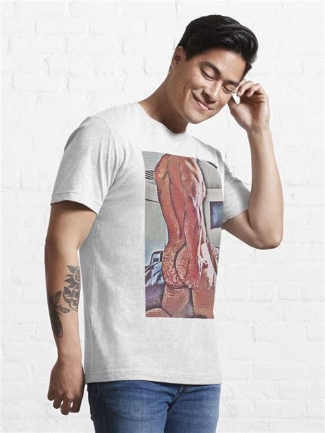 Sexy Hairy Man Touching His Butt Cheeks Male Nude Male Butt T Shirt