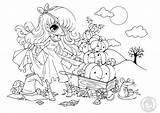 Coloring Halloween Kawaii Princess Pages Anime Yampuff Coloriage Pumpkin Color Chibi Dessin Kids Girl Print Cute Imprimer Sheets Printable Princesse sketch template