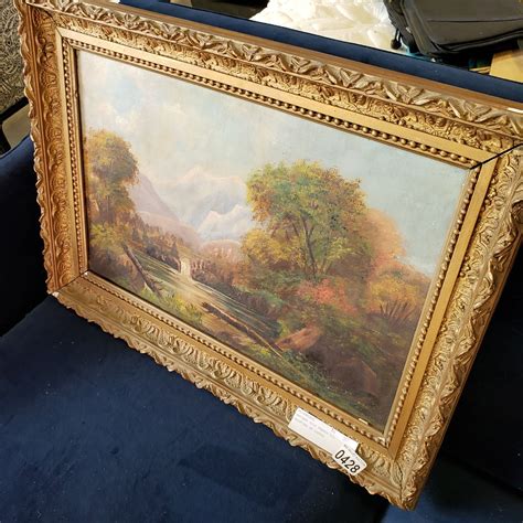 antique gilt framed oil painting  canvas