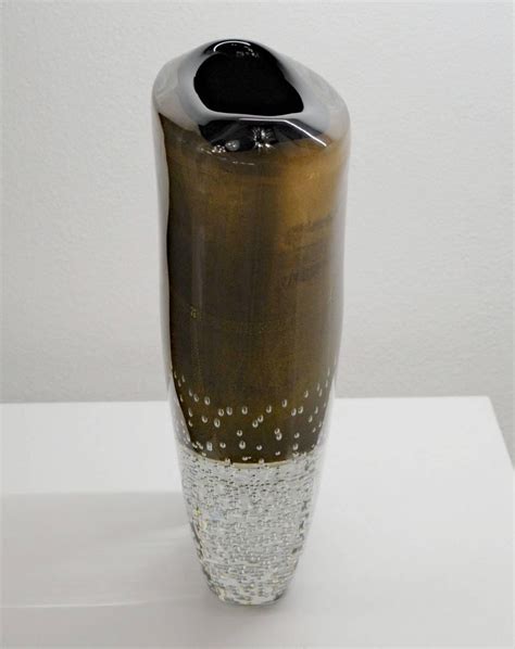 Romano Dona Tall Incalmo Black Gold Vase Murano Sommerso Bubbles