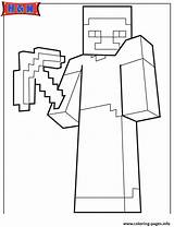 Minecraft Coloring Pickaxe Pages Character Weapon Shovel Printable Color Template Print Drawing sketch template