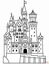 Castle Coloring Neuschwanstein Disney Drawing Clipart Pages Kids Princess Bouncy Printable Cartoon Paper sketch template