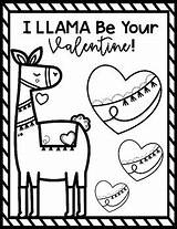 Coloring Llama Valentine Sheets Valentines Followers sketch template