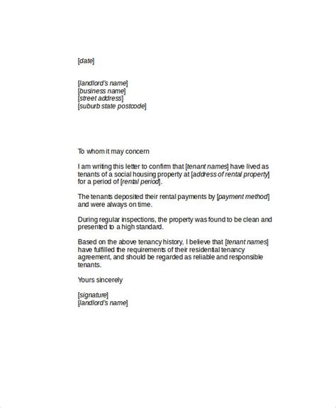 free 6 sample tenant recommendation letter templates in ms word pdf