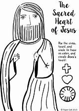 Sacred Heart Jesus Coloring Craft Printable June Happy sketch template