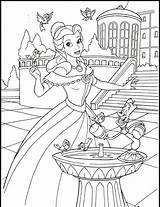 Coloring Pages Disney Belle Princess Palace Library Clipart sketch template