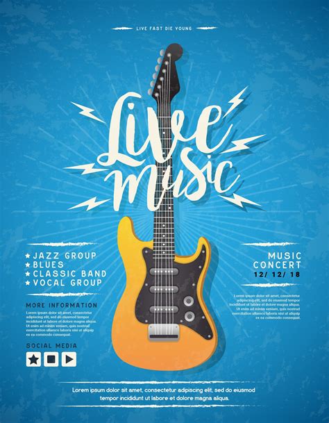 concert poster design  guitar vector illustration  vector art  vecteezy