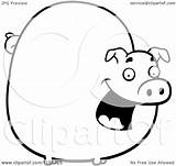 Pig Cartoon Clipart Chubby Smiling Outlined Coloring Vector Cory Thoman Regarding Notes sketch template