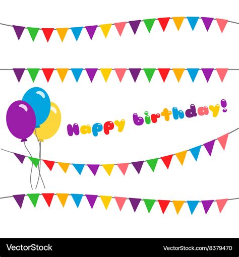 set happy birthday garland royalty  vector image