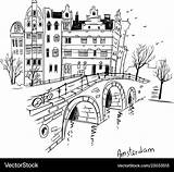 Amsterdam Drawing Line City Sketch Vector Royalty sketch template