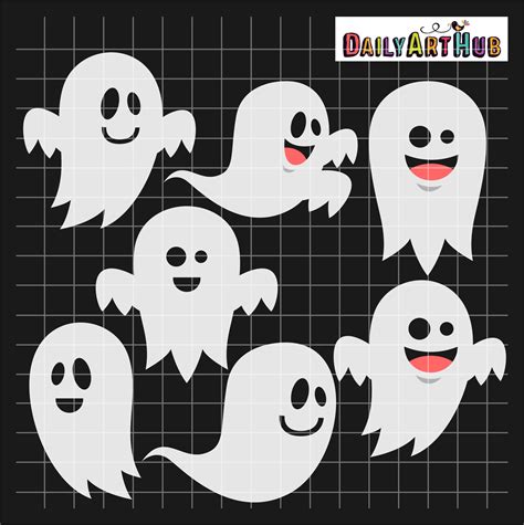 halloween funny ghosts clip art set daily art hub  clip art