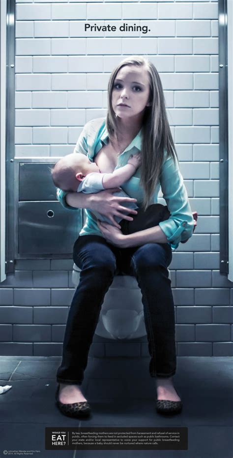 breastfeeding ads show ridiculousness of nursing on the toilet