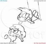 Trapeze Coloring Pages Boy Girl Clipart Cartoon Toonaday Outlined Vector Getcolorings sketch template