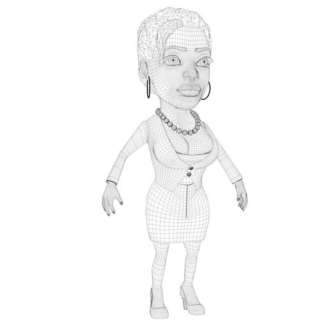 busty secretary cartoon character 3d model cgtrader