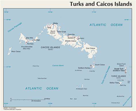 large detailed map  turks  caicos islands  roads  airports turks  caicos islands