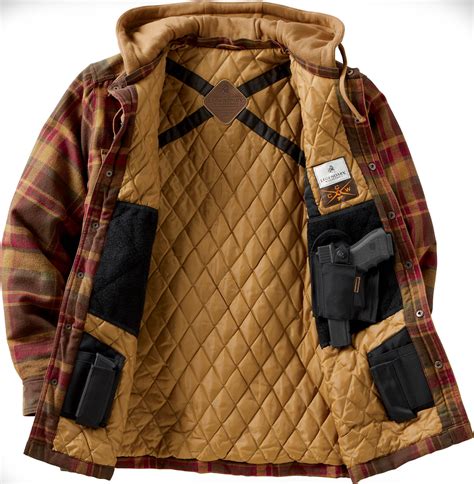 mens concealed carry maplewood hooded shirt jacket