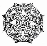 Tigre Tigres Gratuit Colorier Complementary Mandela Vecteur Tatuajes Schemes Gcu Mujer Crafter Adultos Laminas sketch template