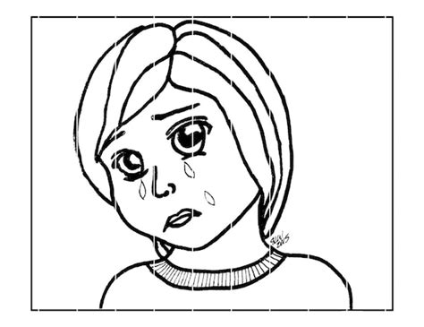 coloring page sad child manga digital